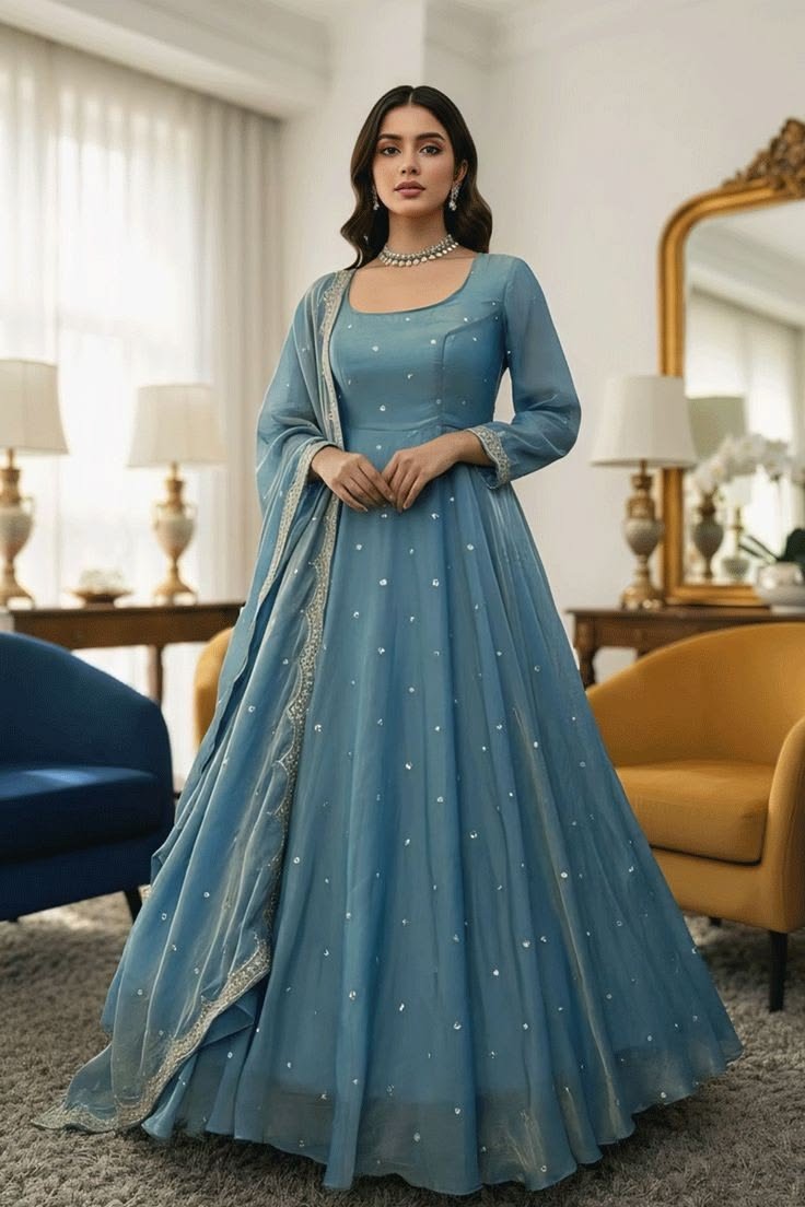 Maroon Printed Anarkali
