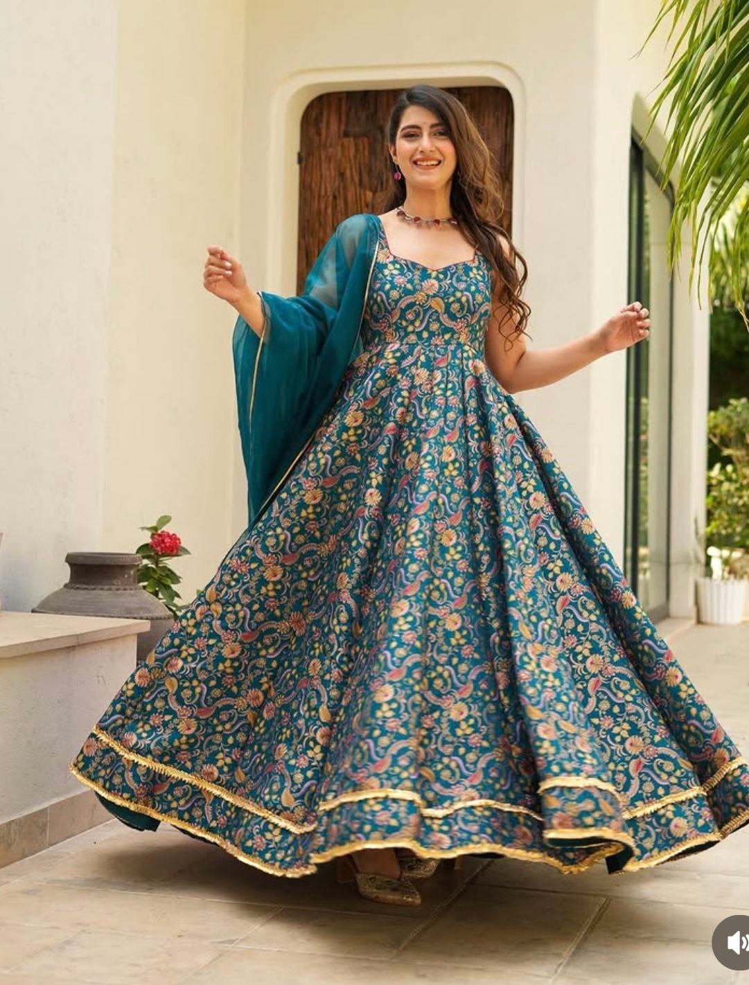 Peach Chiffon Anarkali
