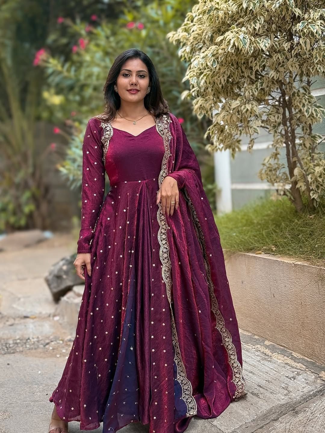 Navy Blue Embroidered
