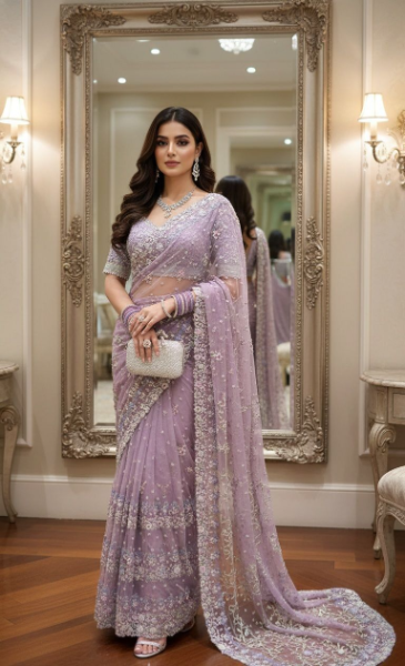 Red Tissue Saree