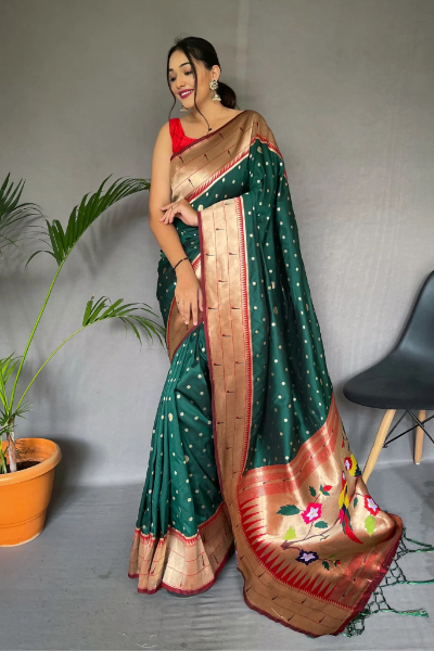Olive Green Saree